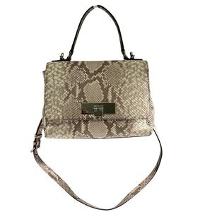 Michael Kors Python Embossed Callie Leather Medium Satchel Bag Crossbody Strap
